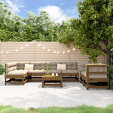 8 Piece Garden Lounge Set Grey Solid Wood Pine