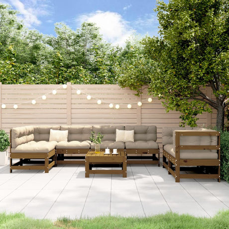8 Piece Garden Lounge Set Grey Solid Wood Pine