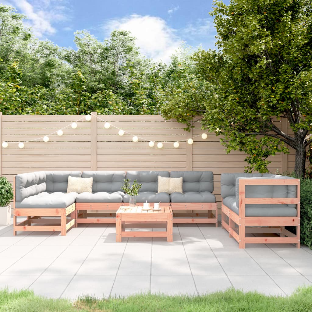 8 Piece Garden Lounge Set Grey Solid Wood Pine