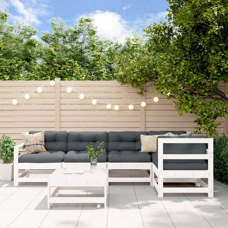 6 Piece Garden Lounge Set Grey Solid Wood Pine