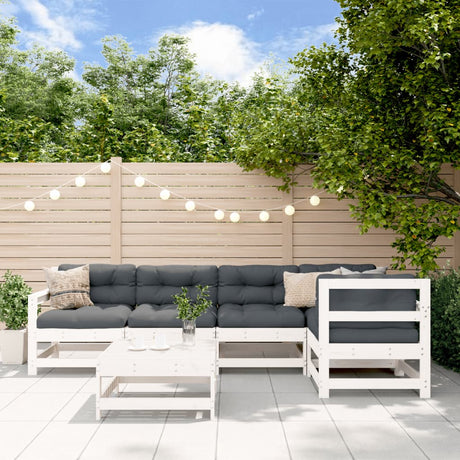 6 Piece Garden Lounge Set Grey Solid Wood Pine