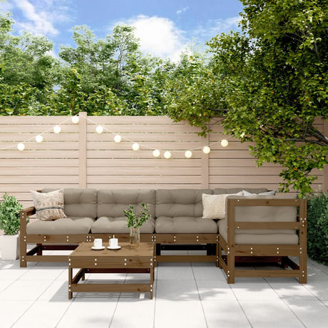 6 Piece Garden Lounge Set Grey Solid Wood Pine