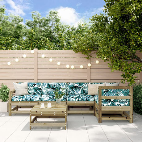 6 Piece Garden Lounge Set Grey Solid Wood Pine