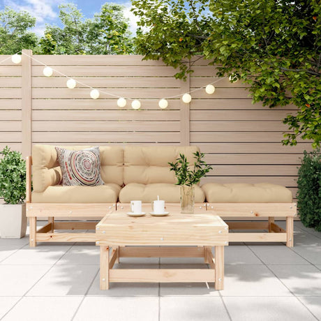 4 Piece Garden Lounge Set Solid Wood Pine