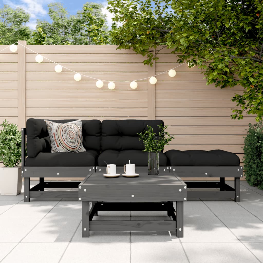 4 Piece Garden Lounge Set Solid Wood Pine