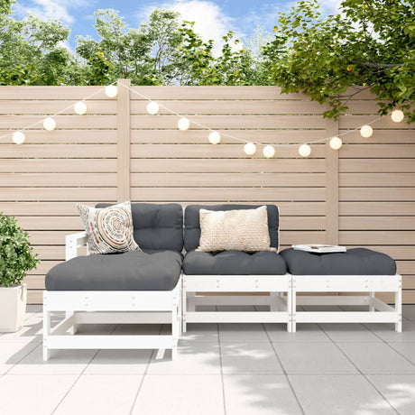 4 Piece Garden Lounge Set Solid Wood Pine