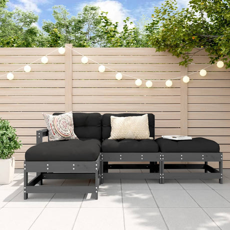 4 Piece Garden Lounge Set Solid Wood Pine