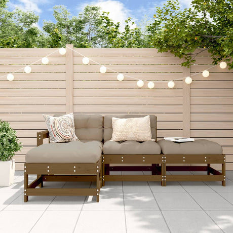 4 Piece Garden Lounge Set Solid Wood Pine