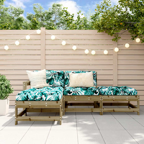 4 Piece Garden Lounge Set Solid Wood Pine