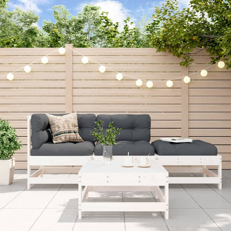 4 Piece Garden Lounge Set Solid Wood Pine