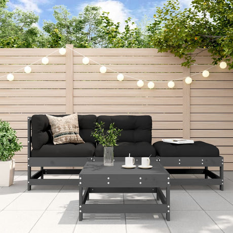 4 Piece Garden Lounge Set Solid Wood Pine