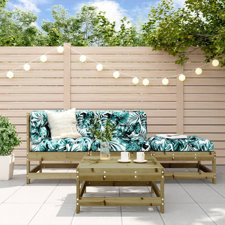 4 Piece Garden Lounge Set Solid Wood Pine