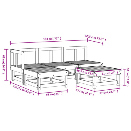 5 Piece Garden Lounge Set Solid Wood Douglas