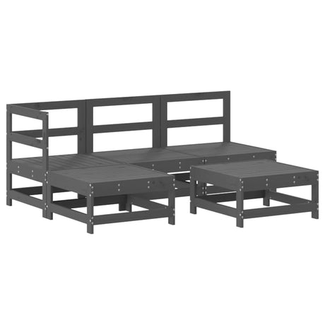 5 Piece Garden Lounge Set Solid Wood Pine
