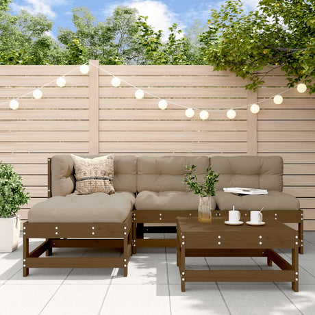 5 Piece Garden Lounge Set Solid Wood Pine
