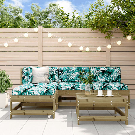 5 Piece Garden Lounge Set Solid Wood Pine