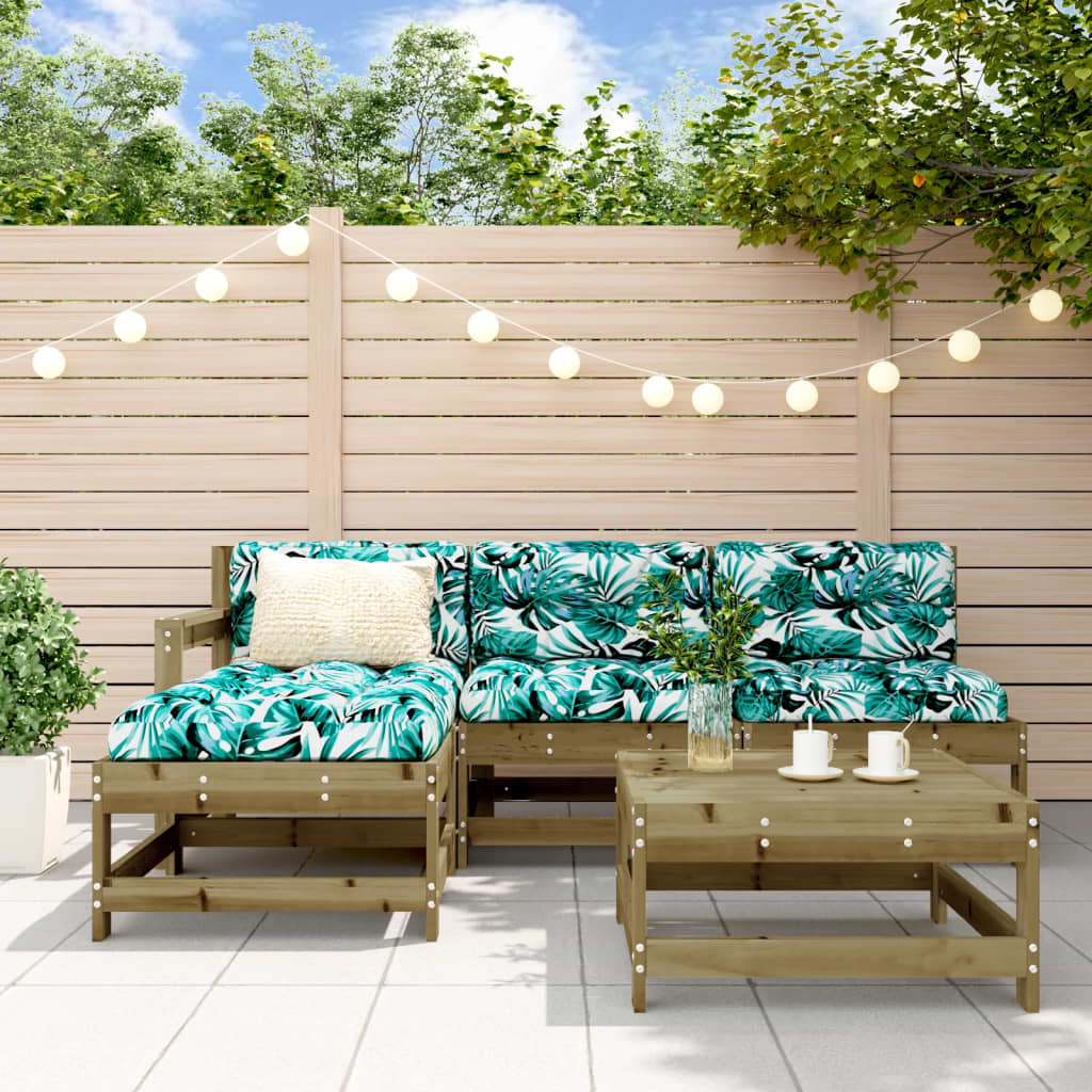5 Piece Garden Lounge Set Solid Wood Pine