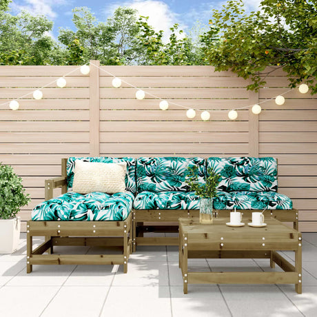 5 Piece Garden Lounge Set Solid Wood Pine