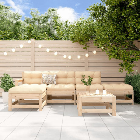 6 Piece Garden Lounge Set Solid Wood Pine