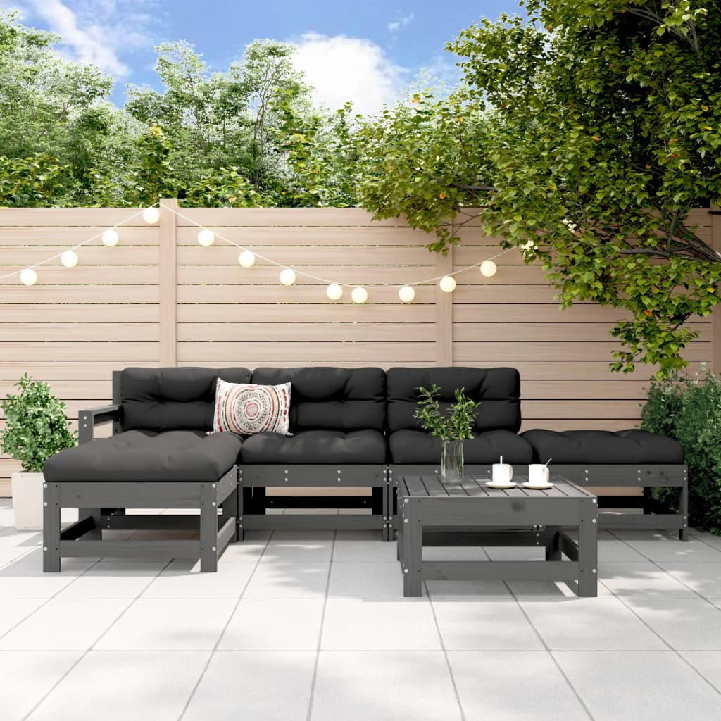 6 Piece Garden Lounge Set Solid Wood Pine