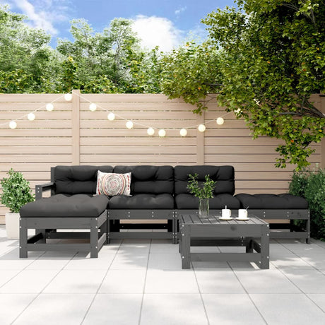 6 Piece Garden Lounge Set Solid Wood Pine