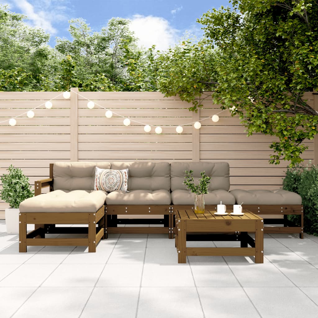 6 Piece Garden Lounge Set Solid Wood Pine