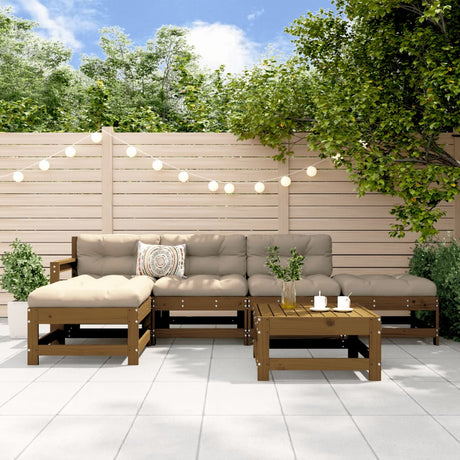 6 Piece Garden Lounge Set Solid Wood Pine