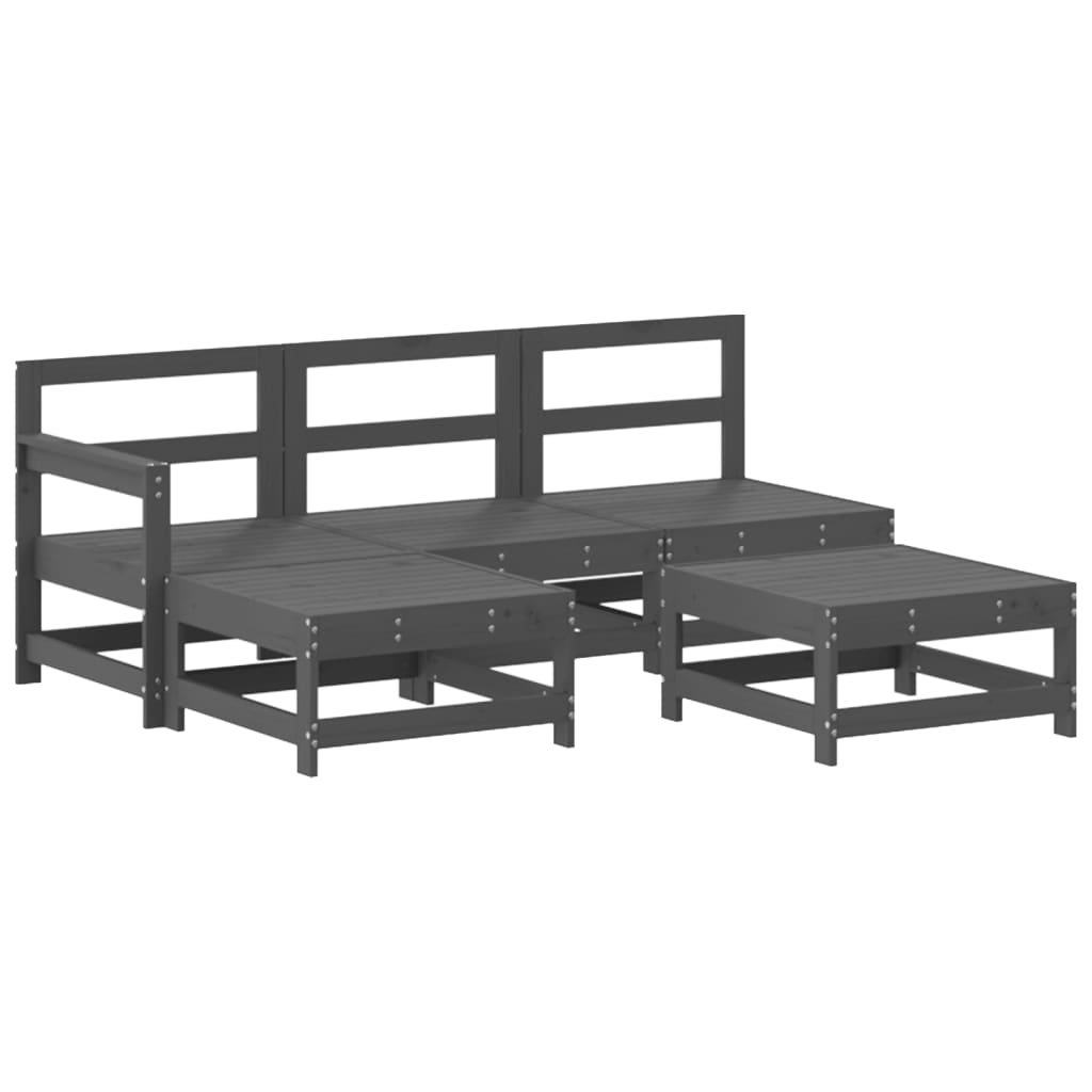 5 Piece Garden Lounge Set Solid Wood Pine