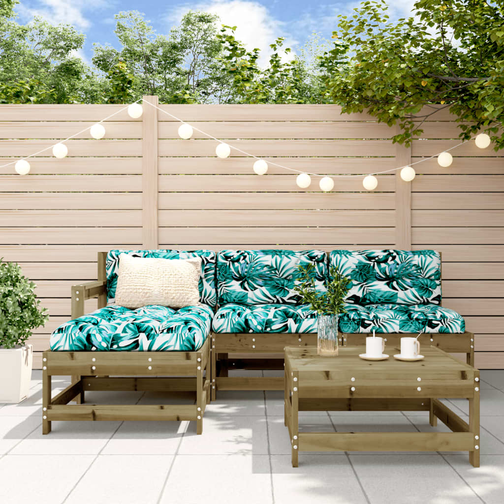 5 Piece Garden Lounge Set Solid Wood Pine