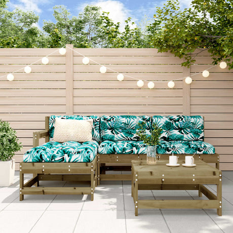 5 Piece Garden Lounge Set Solid Wood Pine