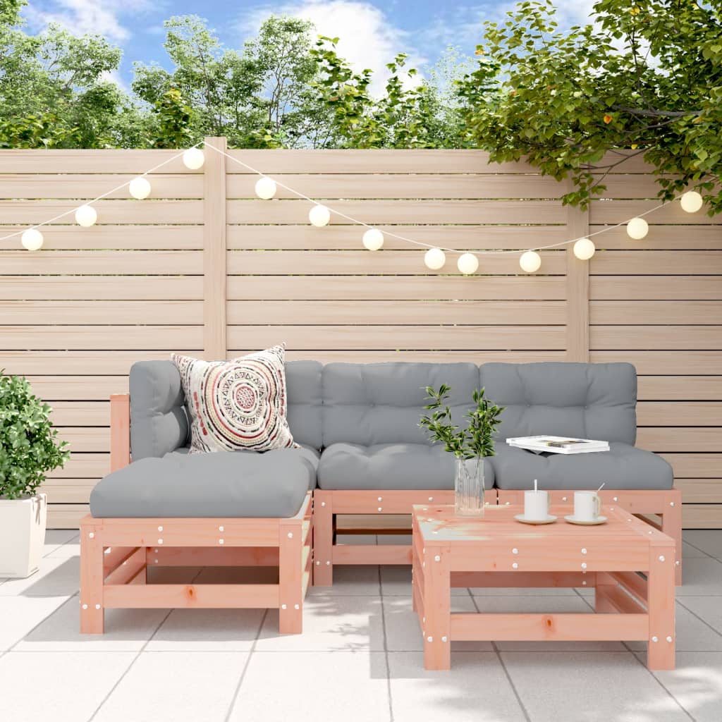 5 Piece Garden Lounge Set White Solid Wood Pine