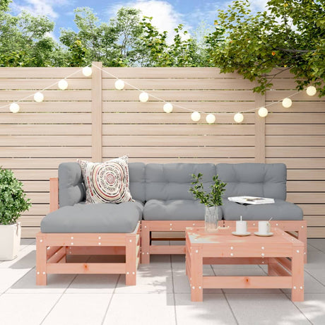 5 Piece Garden Lounge Set White Solid Wood Pine