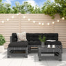 5 Piece Garden Lounge Set White Solid Wood Pine
