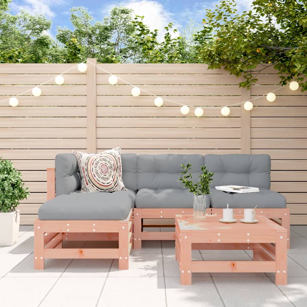 5 Piece Garden Lounge Set White Solid Wood Pine