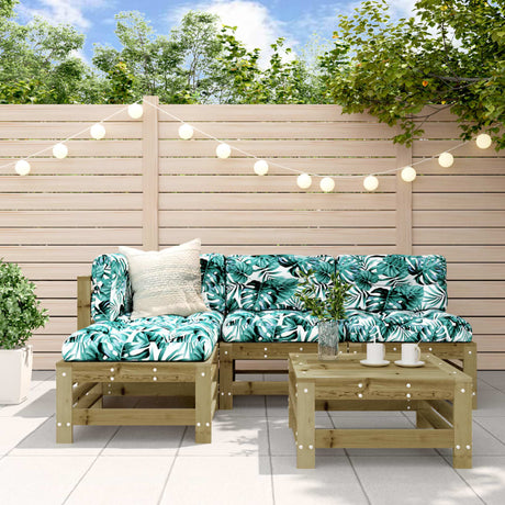 5 Piece Garden Lounge Set White Solid Wood Pine