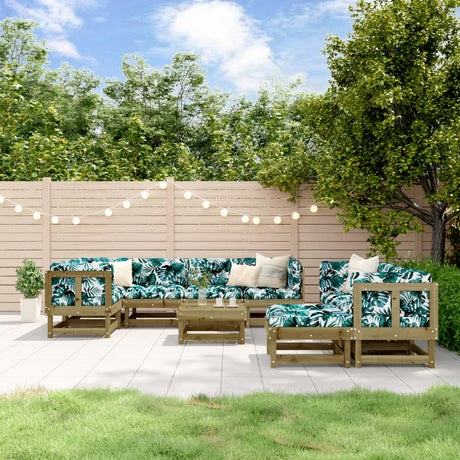 10 Piece Garden Lounge Set Solid Wood Pine