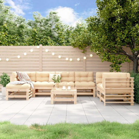 8 Piece Garden Lounge Set White Solid Wood Pine
