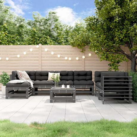 8 Piece Garden Lounge Set White Solid Wood Pine