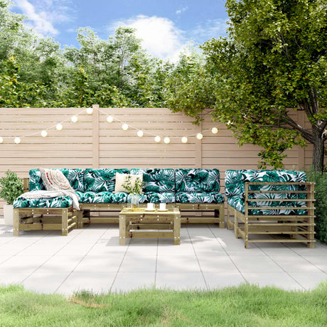 8 Piece Garden Lounge Set White Solid Wood Pine