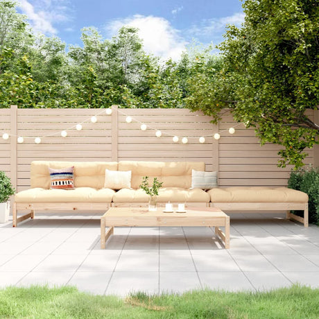 4 Piece Garden Lounge Set White Solid Wood Pine