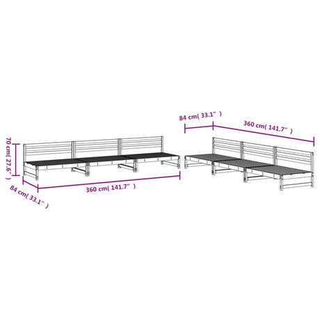 6 Piece Garden Lounge Set Solid Wood Pine
