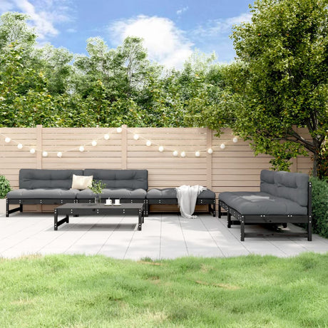 6 Piece Garden Lounge Set Solid Wood Pine