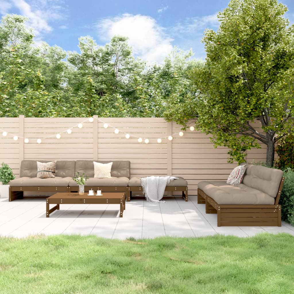 6 Piece Garden Lounge Set Solid Wood Pine
