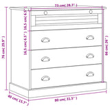 Chest Of Drawers Vigo 80X40X76 Cm Solid Wood Pine
