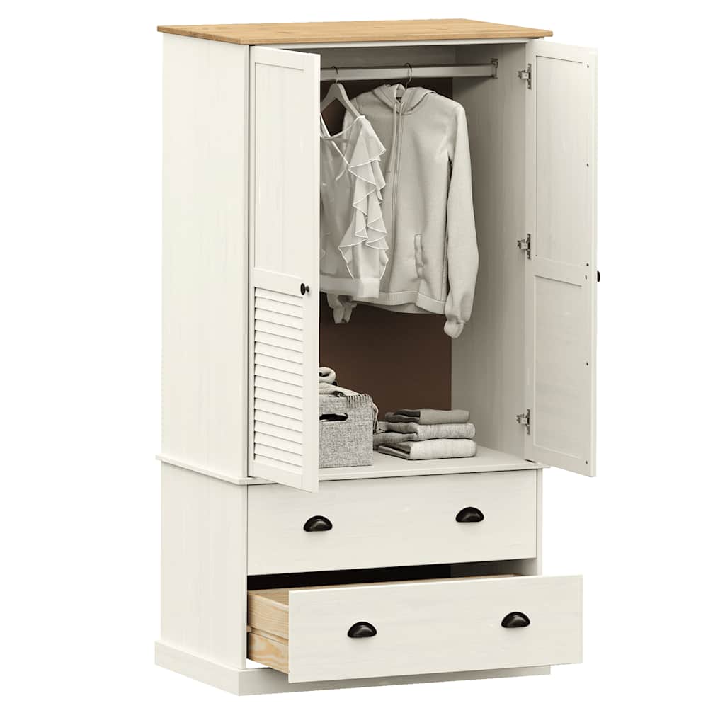 Wardrobe VIGO White 90x55x170 cm Solid Wood Pine