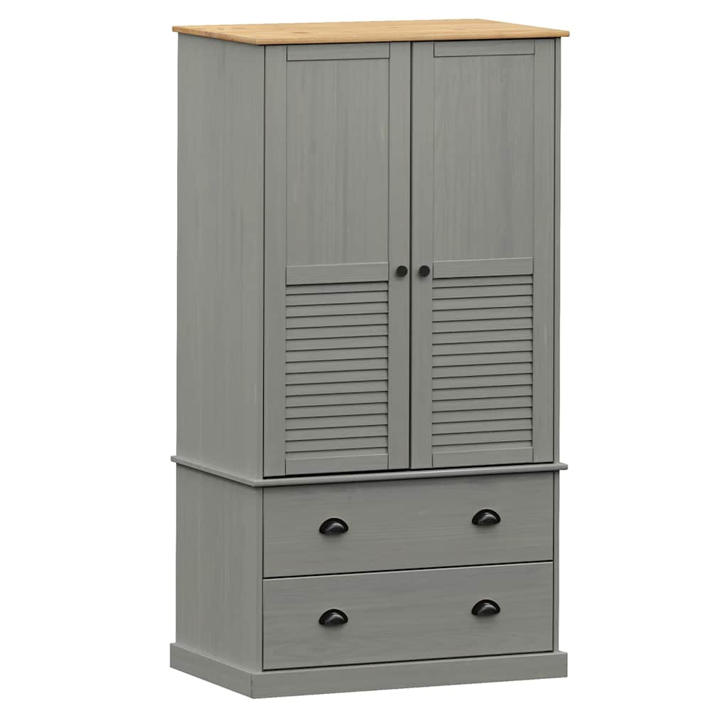 Wardrobe VIGO Grey 90x55x170 cm Solid Wood Pine