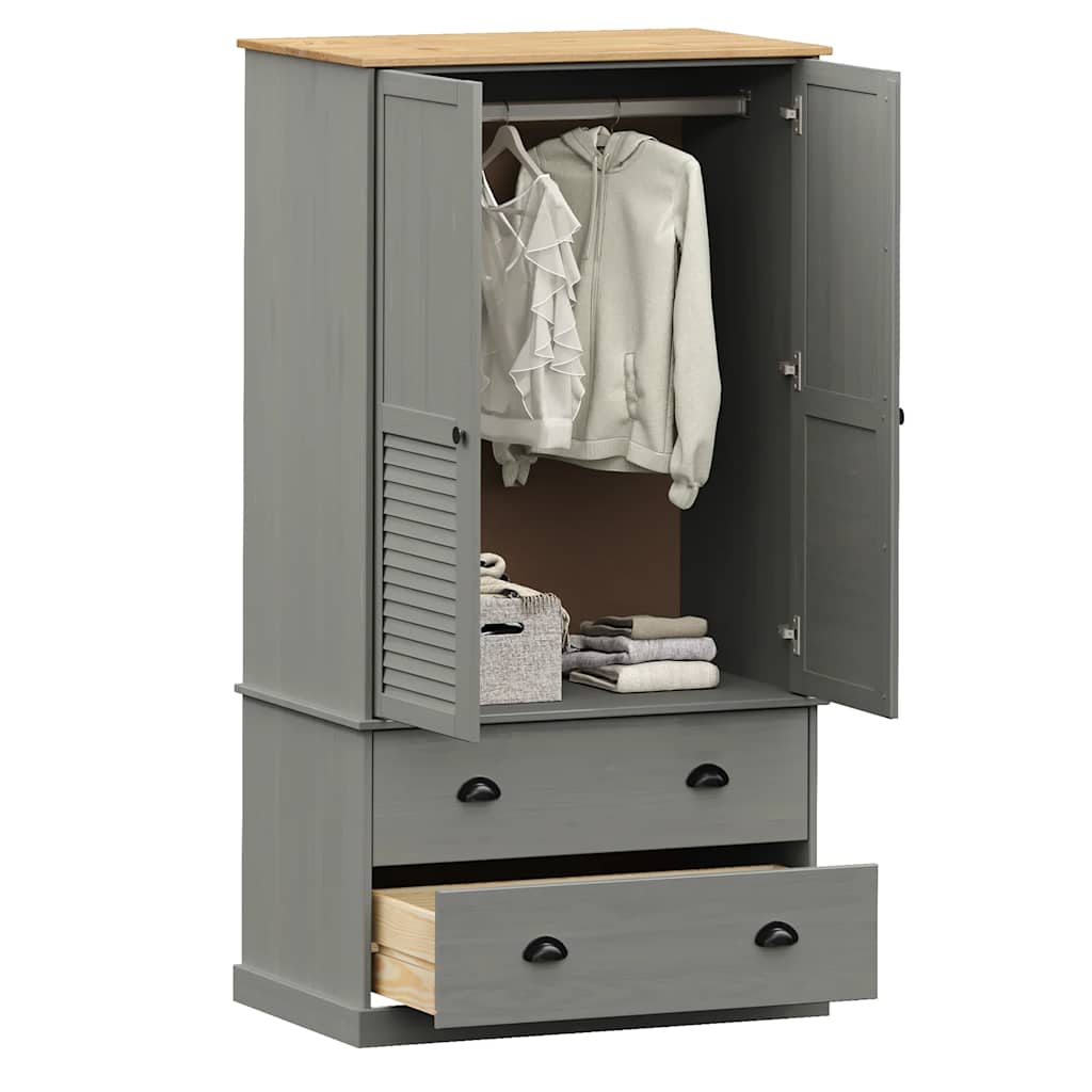 Wardrobe VIGO Grey 90x55x170 cm Solid Wood Pine
