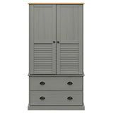 Wardrobe VIGO Grey 90x55x170 cm Solid Wood Pine