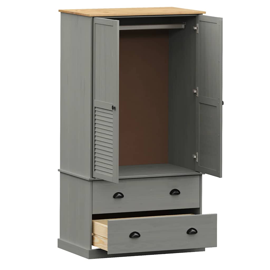 Wardrobe VIGO Grey 90x55x170 cm Solid Wood Pine