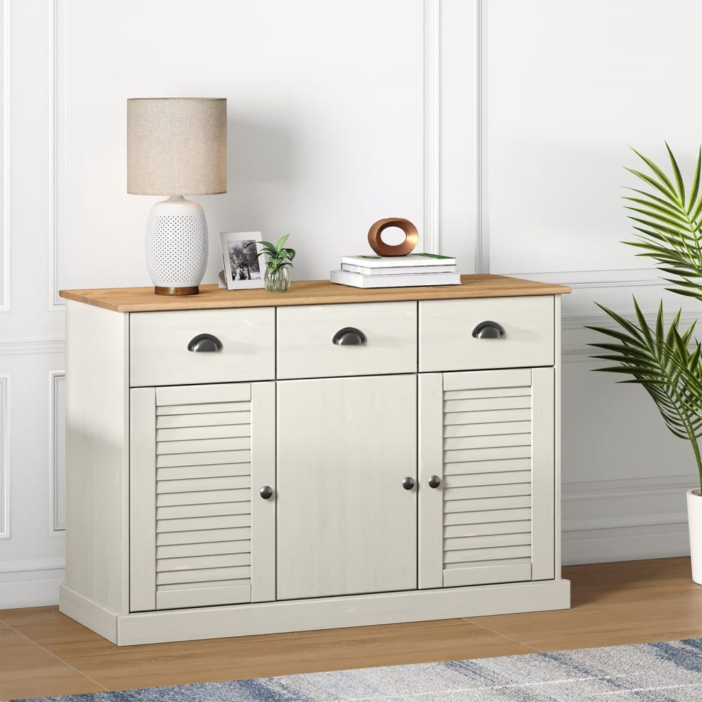 Sideboard With Drawers Vigo 113X40X75 Cm Solid Wood Pine